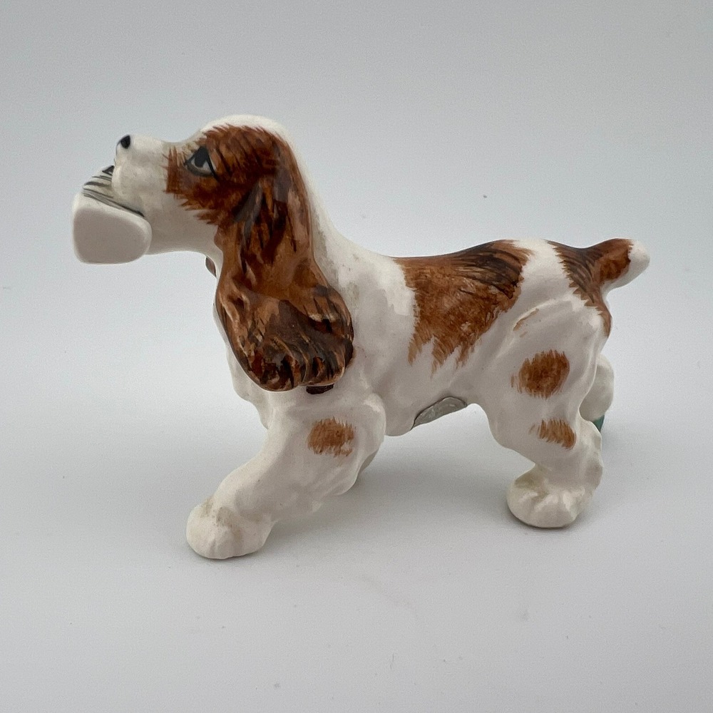 Vintage Napco Spaniel Dog Figurine With Newspaper Japan 2.5"